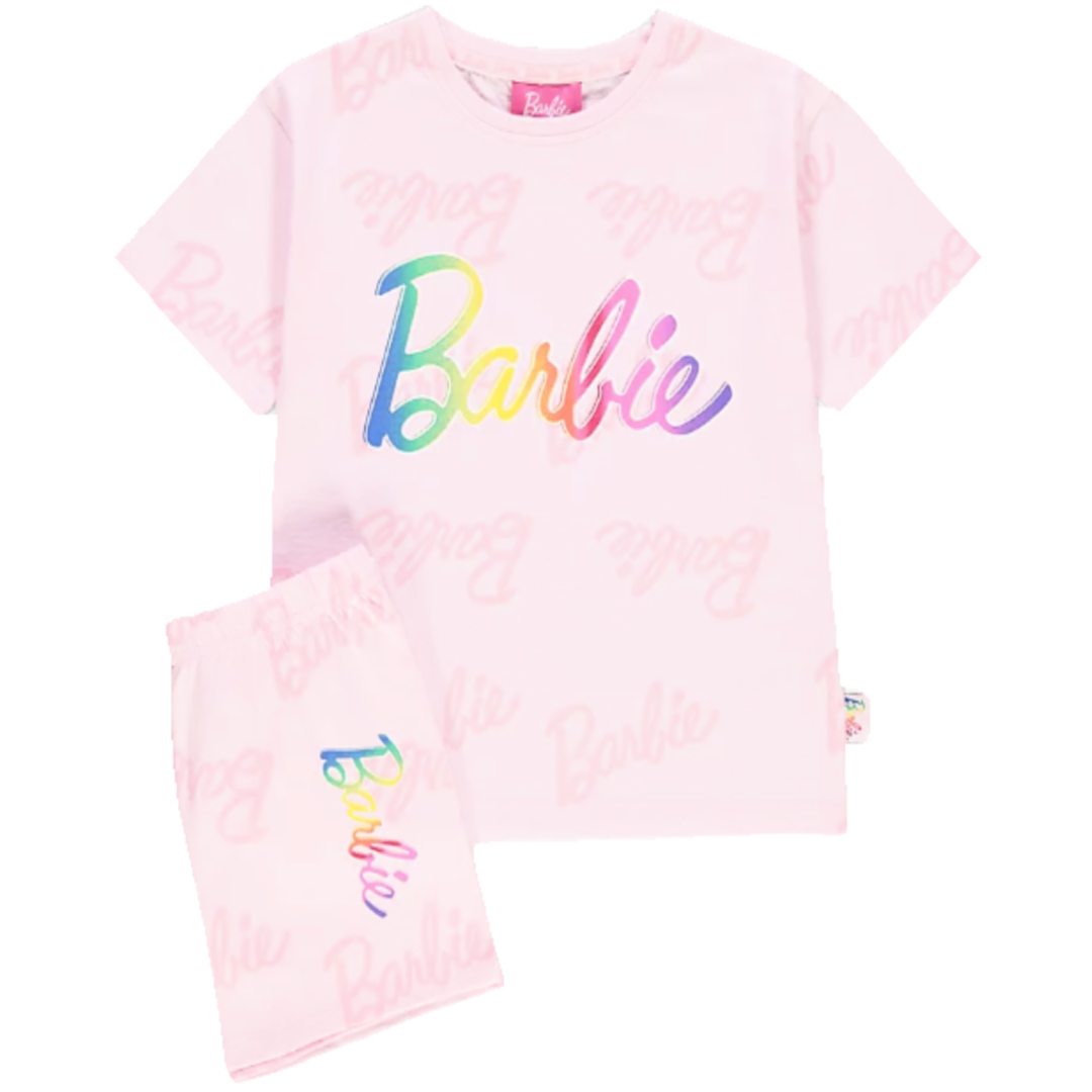 Barbie | Rainbow Logo Shortie Pyjamas | Little Gecko