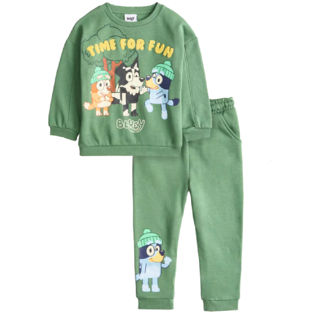 Bluey | Green Sweatshirt & Jogging Pants Set | Little Gecko