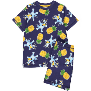 Bluey | Navy Pineapple Shortie Pyjamas | Little Gecko