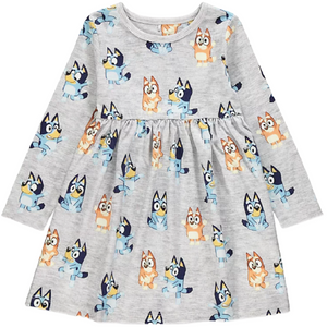 Bluey | Grey All Over Print Dress | Little Gecko