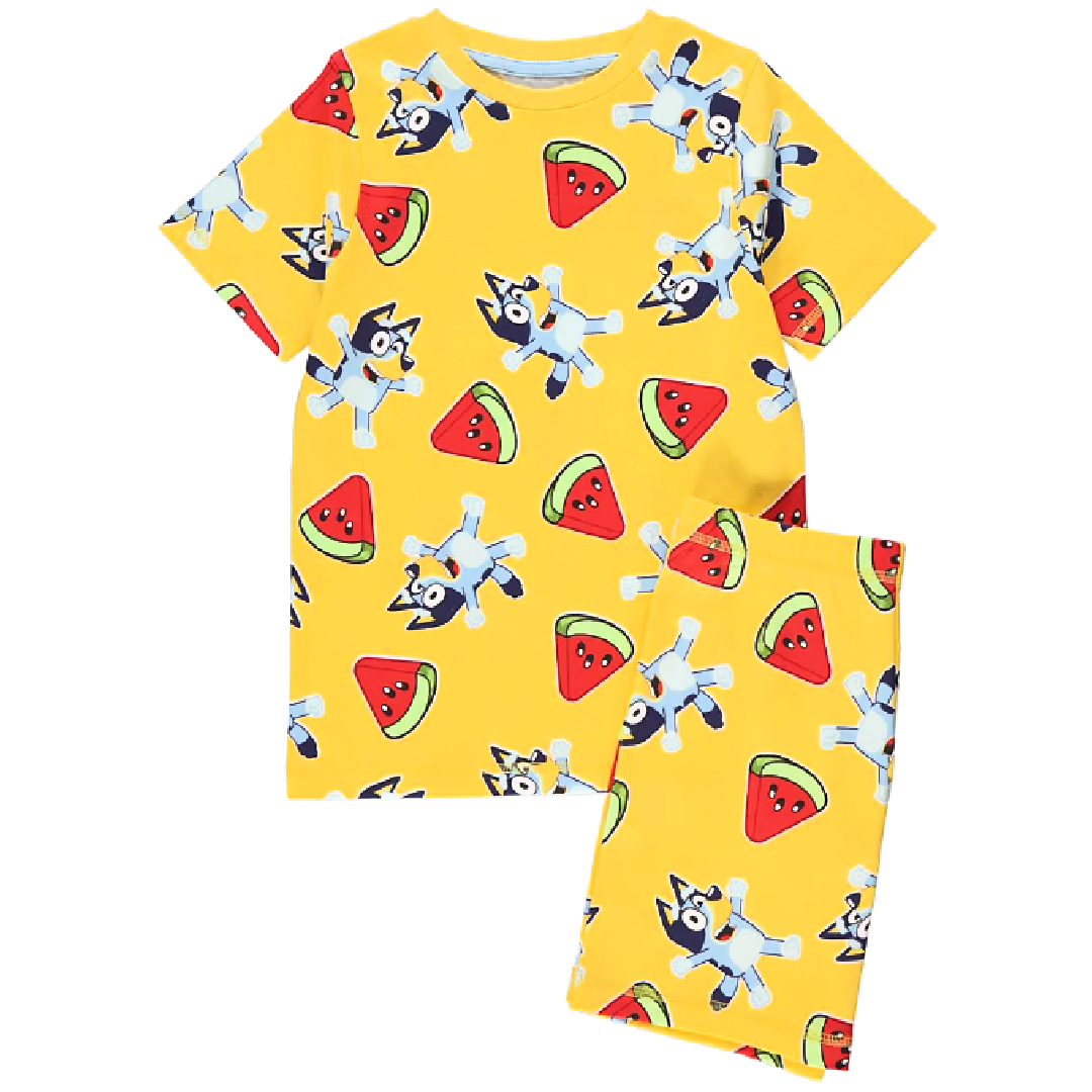 Bluey | Yellow Watermelon Shortie Pyjamas | Little Gecko