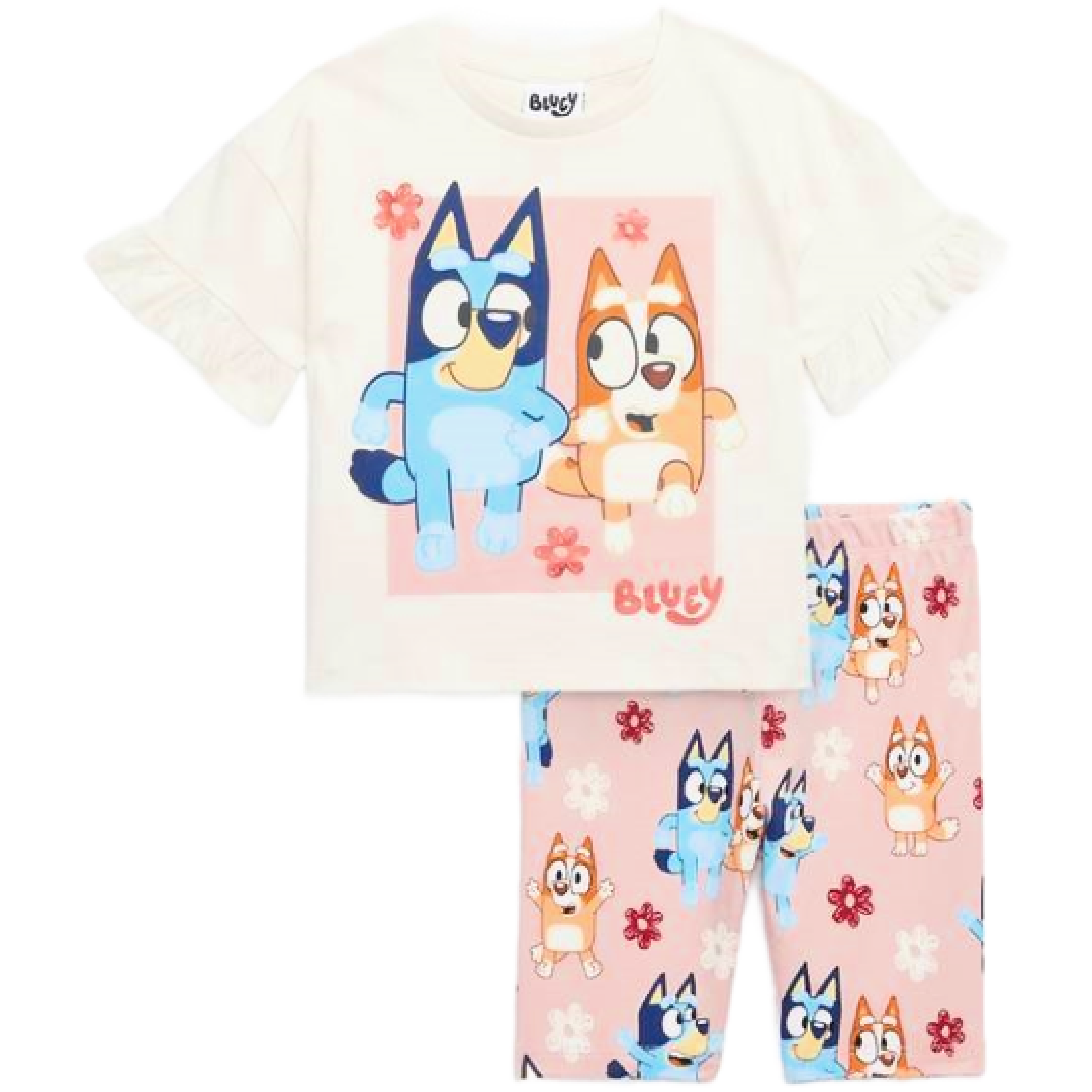 Bluey | Cream T-Shirt & Bike Shorts Set | Little Gecko