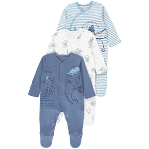 Disney Animals | Dumbo 3pk Blue Sleepsuits | Little Gecko