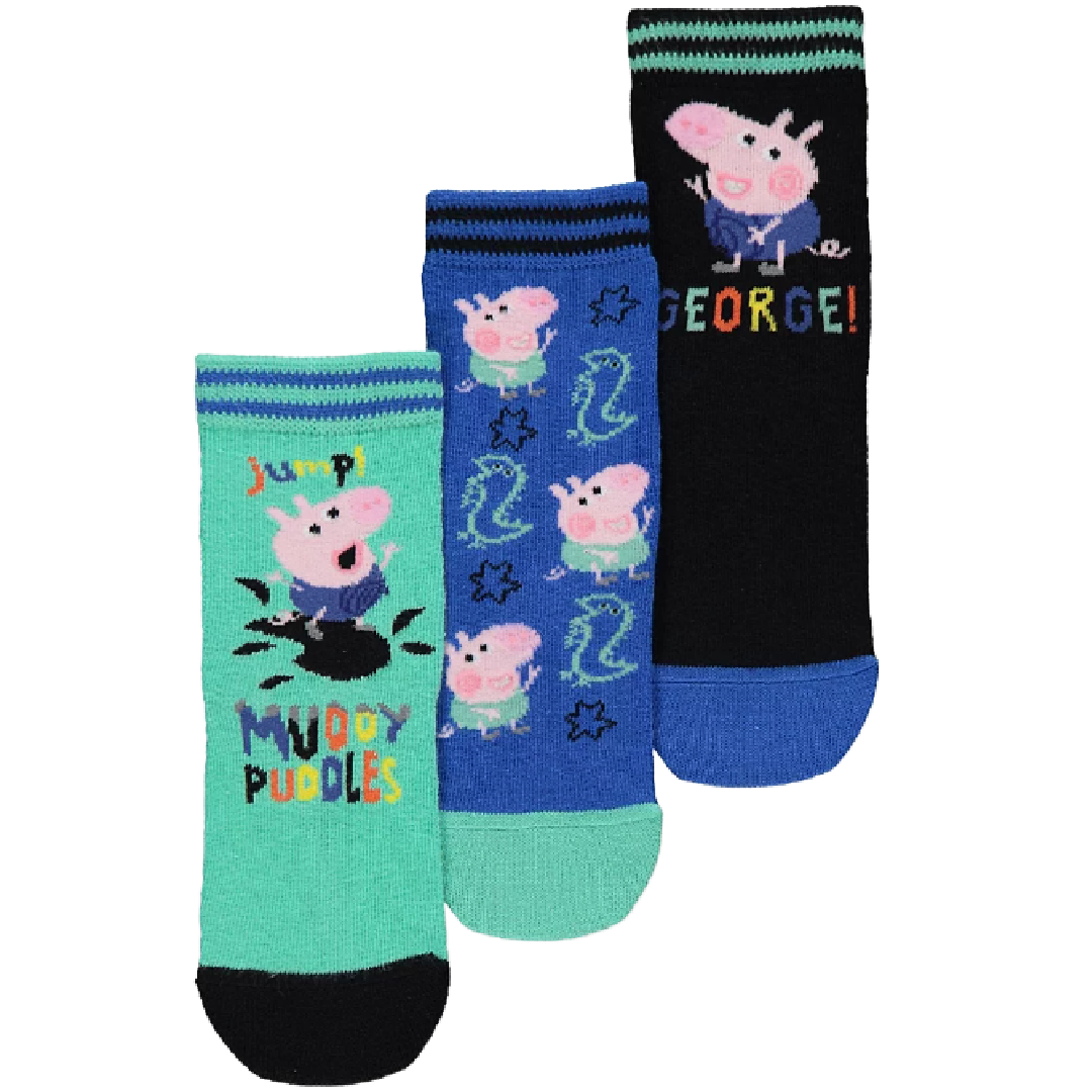 George Pig | 3pk Socks | Little Gecko