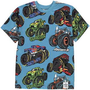 Hot Wheels | Blue Monster Trucks T-Shirt | Little Gecko