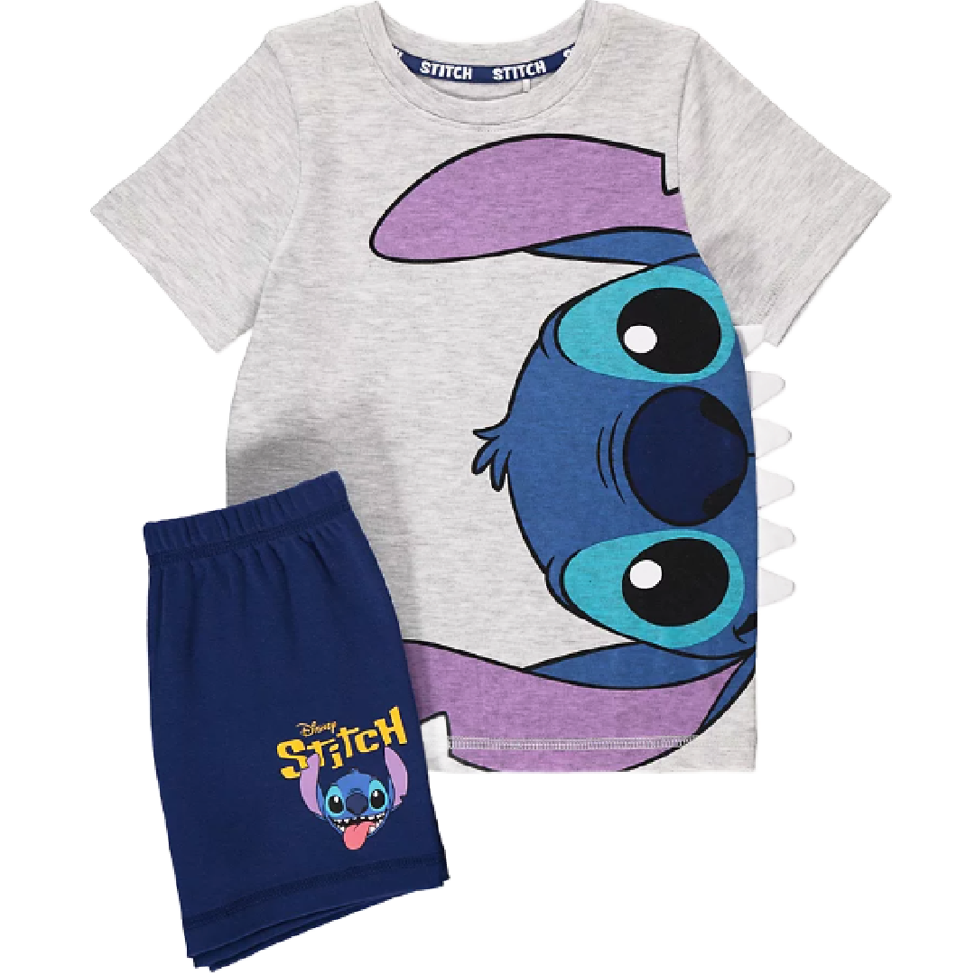 Lilo & Stitch | Grey/Navy Shortie Pyjamas | Little Gecko