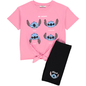 Lilo & Stitch | Pink T-Shirt & Bike Shorts Set | Little Gecko