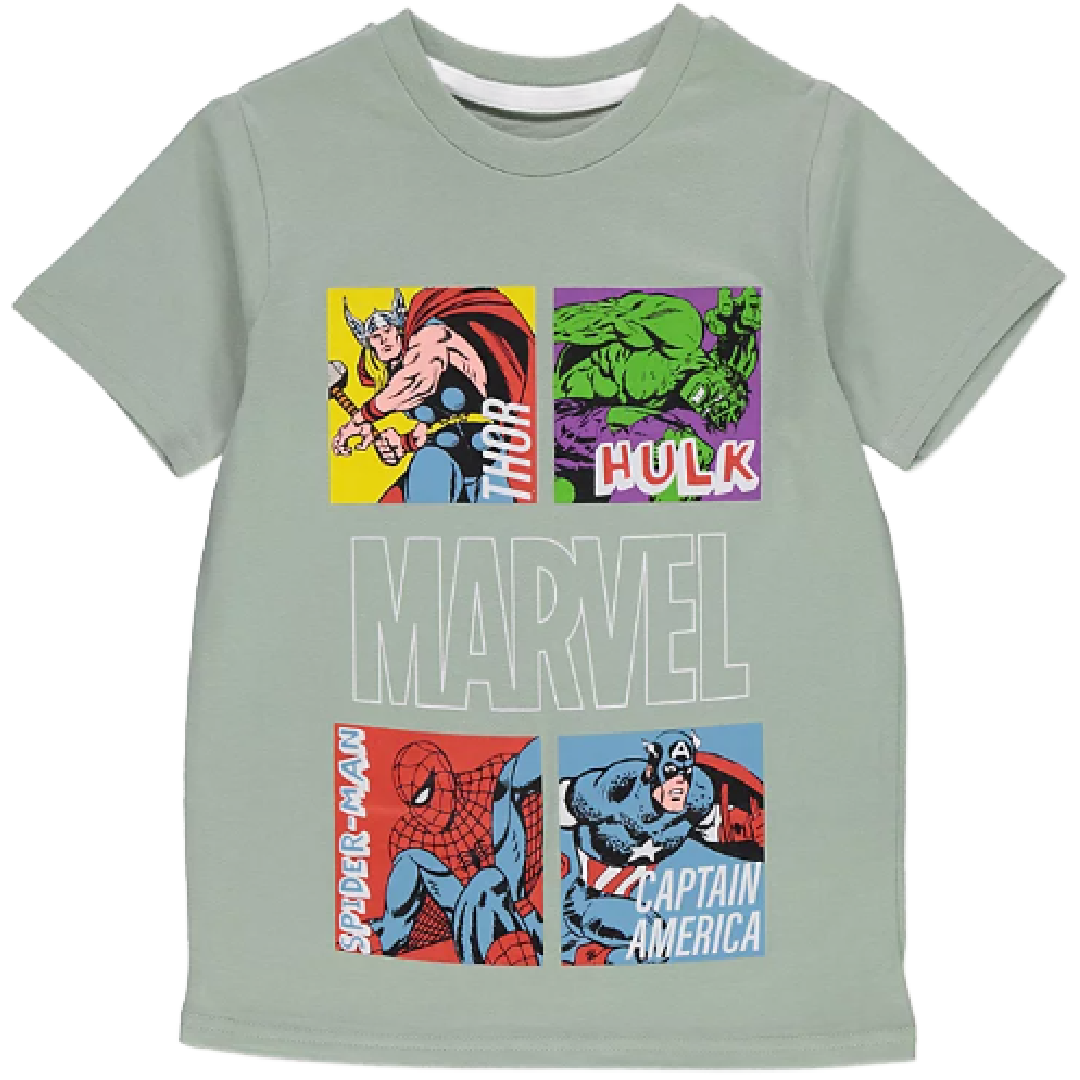 Marvel Comics | Green Grid T-Shirt | Little Gecko