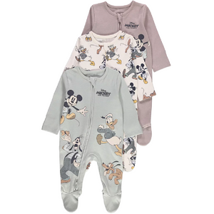 Mickey Mouse | 3pk Sleepsuits | Little Gecko