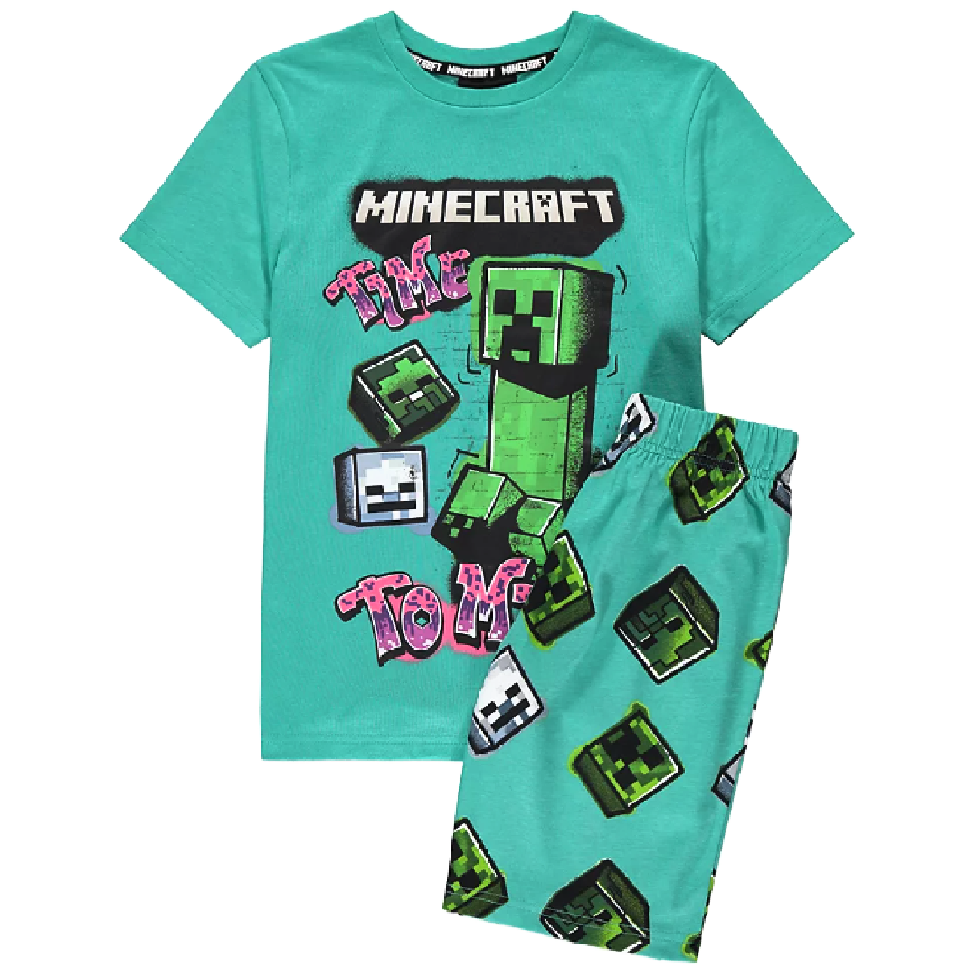 Minecraft | Green Shortie Pyjamas | Little Gecko