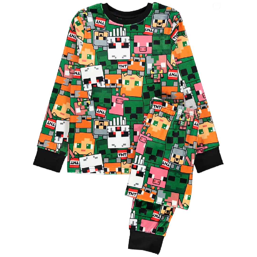 Minecraft | All Over Print Fleece Pyjamas | Little Gecko