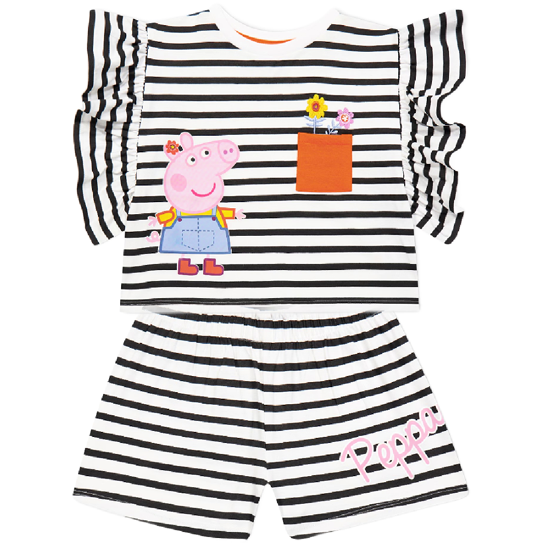 Peppa Pig | Striped T-Shirt & Shorts Set | Little Gecko