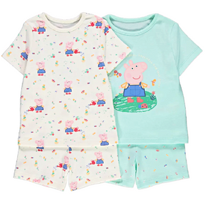 Peppa Pig | 2pk Shortie Pyjamas | Little Gecko