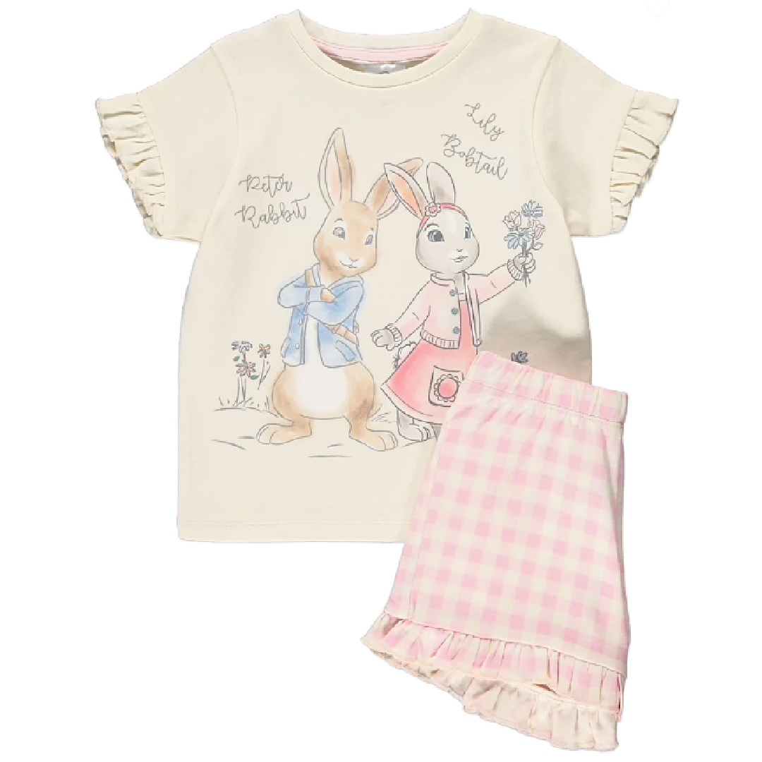 Peter Rabbit | Pink Gingham Shortie Pyjamas | Little Gecko