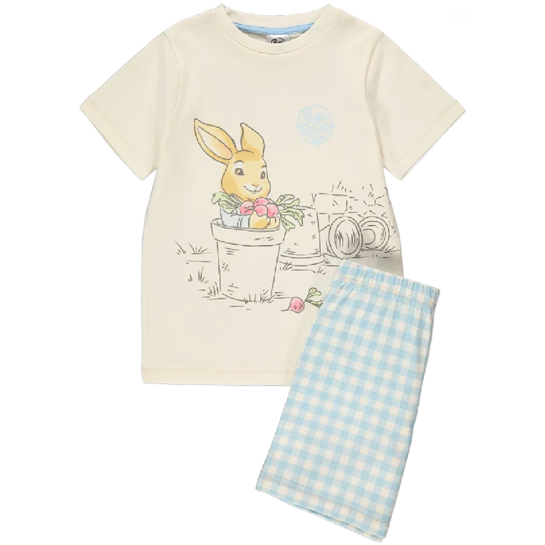 Peter Rabbit | Gingham Shortie Pyjamas | Little Gecko