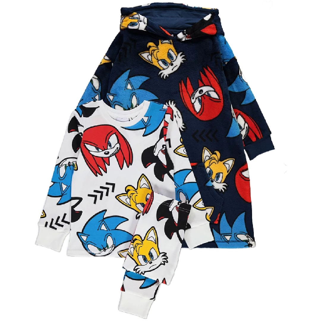 Sonic The Hedgehog | Pyjamas & Snuggle Hoodie Set | Little Gecko