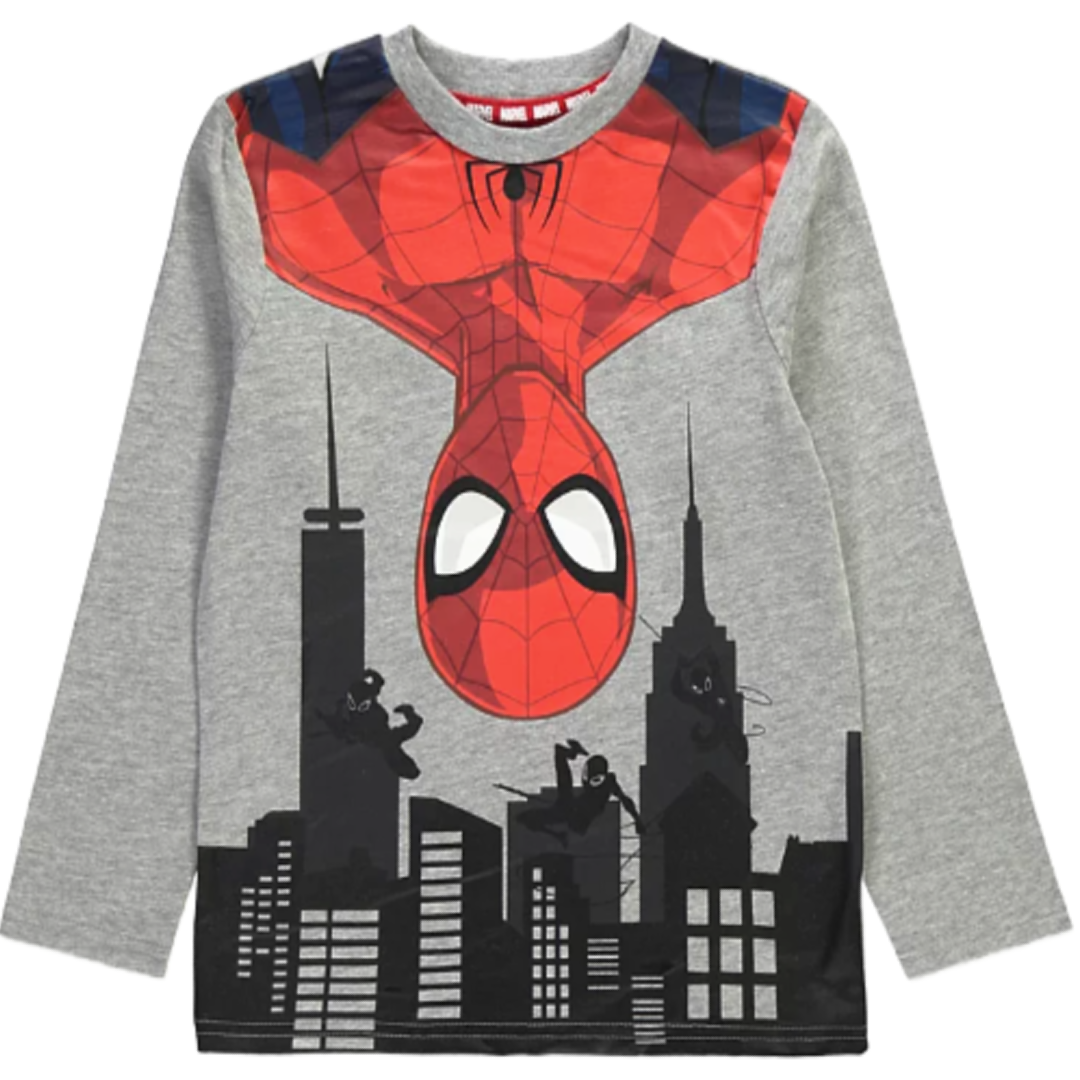 Spiderman | Grey Cityscape T-Shirt | Little Gecko