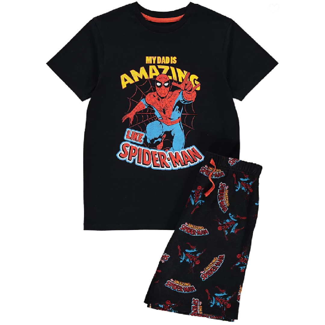 Spiderman | Black Shortie Pyjamas | Little Gecko