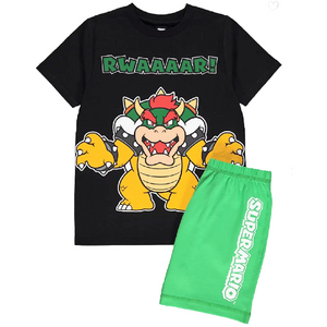 Super Mario | Black Bowser Shortie Pyjamas | Little Gecko