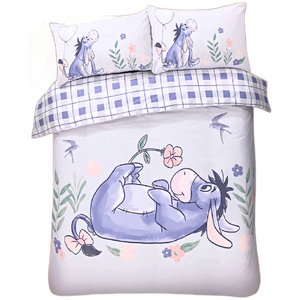 Winnie The Pooh | Double/Queen Bed Quilt Cover Set - Eeyore Lilac | Little Gecko